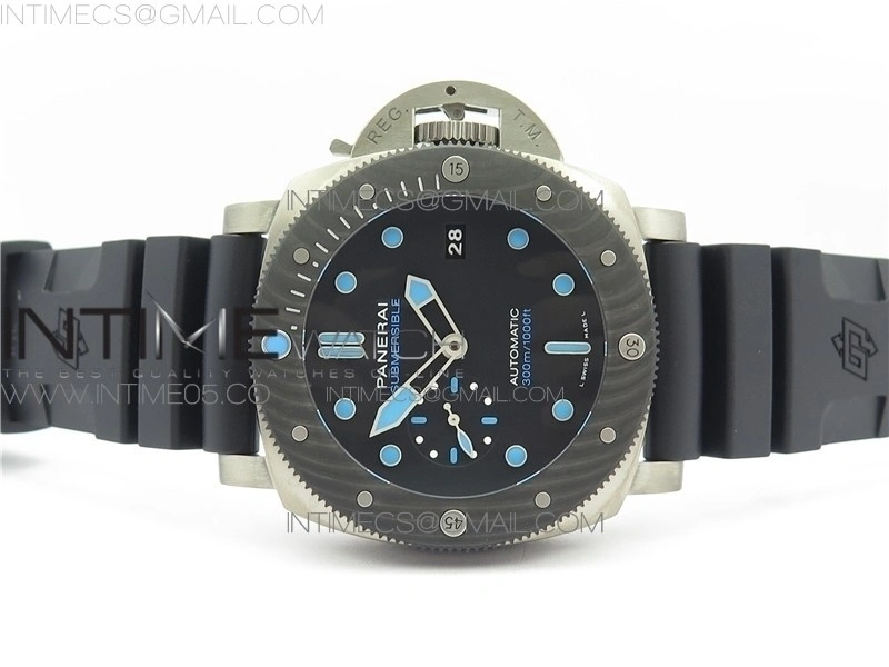 PAM799 Titanium VSF Best Edition Carbotech Bezel Black Dial on Rubber Strap P.9010 Clone